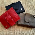 Carteira Linho Preto,Lezard Vermelho e Lezard Castor
