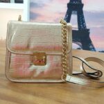 Bolsa Croco Metalizada Ouro
